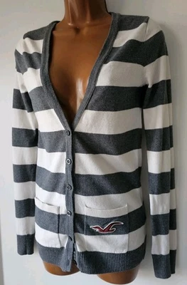 Cárdigan suéter para mujer Hollister abotonado blanco/gris vintage años 90. Talla S Foto 1 de 4