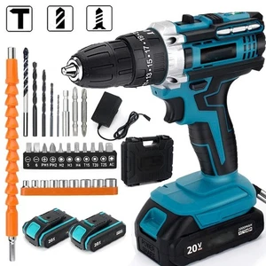 Mit 2 Akkus Für Makita Akku-Schlagbohrschrauber 20V Akkuschrauber Set mit Box - Bild 1 von 17