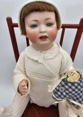 Antique German Bisque Character Cute Baby Doll 152 By Hertel & Schwab HH Wig 17" - Image 1 of 4