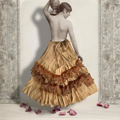 Antiguo vestido de fiesta victoriano de terciopelo de tafetán marrón de 1900 falda disfraz United película Foto 1 de 4