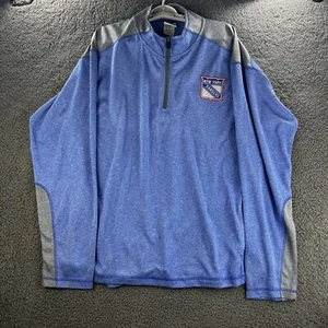 New York Rangers Pullover blau grau Herren XL 1/4 Zip Langarm Jacke Hockey NHL - Bild 1 von 15