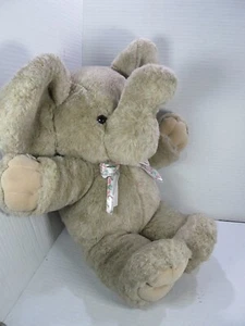 Plush Creations Inc Gray Tan Elephant Plush Stuffed Animal 1989 15" Bow - Picture 1 of 7