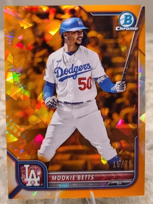 2022 Bowman Chrome Sapphire #84 Mookie Betts Orange Refractor #’d /75 Dodgers