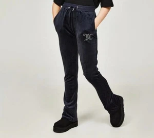 Juicy Couture Womens Blue Velour Bootcut Pants Small Logo Streetwear Size - S - Picture 1 of 8