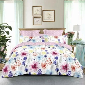 Single/KS/Double/Queen/King/SK 100% Cotton Quilt/Duvet Cover Set-Floral Love - Picture 1 of 7