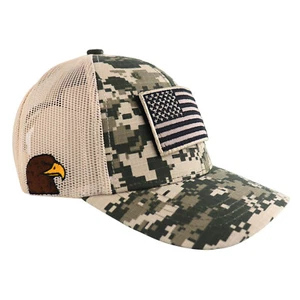 Embroidered US Flag Patch & Eagle Tactical Camo Hat Baseball Cap - Picture 1 of 11