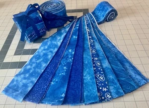 18 Piece Jelly roll - ALL BLUE - 9 Colors - 2 Of Each Color - Picture 1 of 2