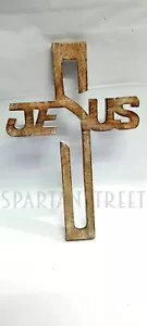 Handmade Wood JESUS Cross, Wall Hanging Cross, Wall Christian Cross Religious - Picture 1 of 6