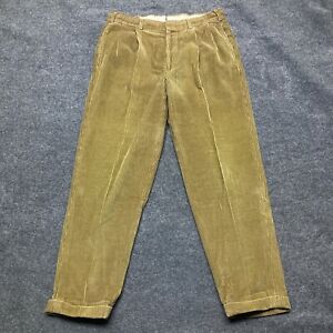 Vintage Brooks Brothers Corduroy Pants Mens 33x30 Brown Pleated Cuffed USA Made