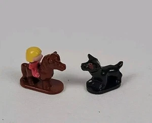 Figuras de bolsillo Polly Bluebird vintage (2) niño rubio a caballo y perro negro - Imagen 1 de 13