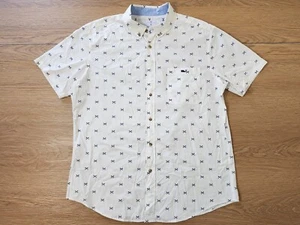 Vineyard Vines Mens Large L Shirt Button Up Short Sleeve Fish Cross Bones Beach - Picture 1 of 10