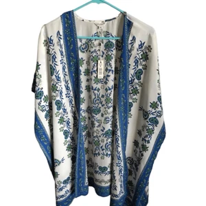 Max Studio Size M shrug jacket open front top blue white floral New w/Tags (Zk) - Picture 1 of 4