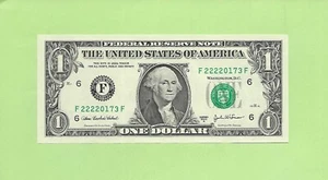 2003A...UNCIRC $1 F 2222 0173 F... 2003A $1 F-F NQUAD BILLETE '2222' - Imagen 1 de 2