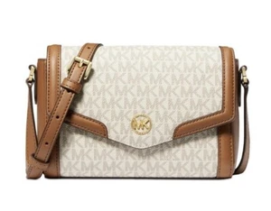 Michael Kors Freya Vanilla/Acorn MK Logo Crossbody Shoulder Bag - NWOT - Picture 1 of 8