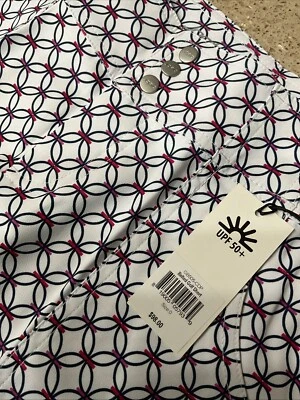 JOFIT Womens Everyday Shorts Golf Stretch Sz 0 7.5” White AOP Waist 30 New - Image 1 of 4