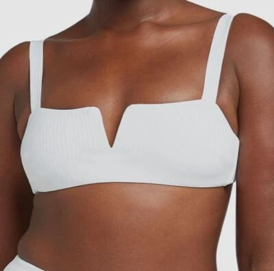 $120 Vitamina A Mujer Blanco Kaya A Corbata Trasera Punto Acanalado Bikini Top Traje de Baño Talla M/8 Foto 1 de 2