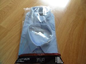 F & F x Pack Of 2 18" Easy Iron Blue Long Sleeve Shirt.New. Chest 50"