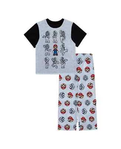 New Nintendo "Many Marios" Short Sleeve Top & Pants Pajama Set 6 8 10 - Picture 1 of 4