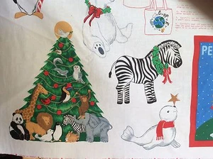 Fabric Panel HOLIDAY Christmas Appliques Fabric Traditions Peace on Earth Zebra - Picture 1 of 9