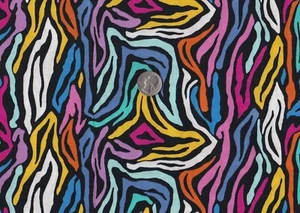 Remnant of Fabric Fat 8th 9X21 for Crafts, Quilting, Multicolor Zebra Print - Picture 1 of 1