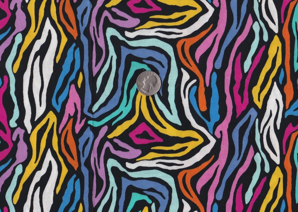 Remnant of Fabric Fat 8th 9X21 for Crafts, Quilting, Multicolor Zebra Print - Image 1 of 1