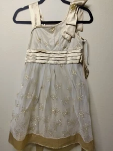 Beautiful Girls Size 12 My Michelle Dress Gold Glitter Butterflies Christmas - Picture 1 of 6