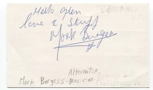 The Chameleons - Mark Burgess Signed 3x5 Index Card Autographed Signature Band - Picture 1 of 2
