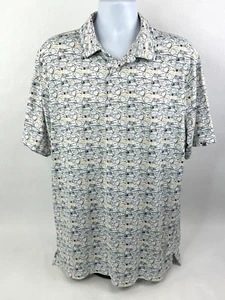 1764 Polo Golf Shirt XL Multicolor All Over Guitar Print Performance Stretch - Picture 1 of 11