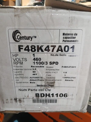 Motor soplador de accionamiento directo de 3 velocidades CENTURY F48K47A01 Foto 1 de 3