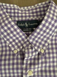 Ralph Lauren Custom Fit Button Down XL lila weiß kariert Gingham kariert Frühling - Bild 1 von 7