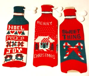 Qty 3 Wine Bottle Christmas Gift Wrapping Bag Ribbon Festive Neighbor - Picture 1 of 1