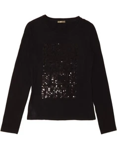 ICEBERG Womens Graphic Top Long Sleeve IT 42 Medium Black CN30 - Picture 1 of 3