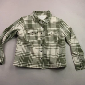 Lucky Brand Shirt Mens Small Plaid Long Sleeve Snap Front Fleece Lined Green - Picture 1 of 13