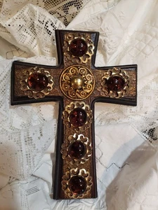 Vintage Holzkreuz Byzantinischer Stil Unikat Handwerk Jalisco Region 8" - Bild 1 von 4