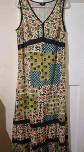 M&Co Kleid Mehrfarbig Multi Print Lang Maxi 100% Baumwolle Ärmellos Gr. UK 14 - Bild 1 von 8