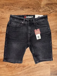 Pantalones Cortos Element Para Hombre 30 Negros Desteñidos Denim Envejecido Calce Ajustado Moderno Elástico - Imagen 1 de 6