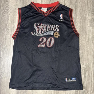 Vintage Philadelphia 76ers Jersey Youth XL Black NBA Basketball Reebok Snow 20 - Image 1 of 4