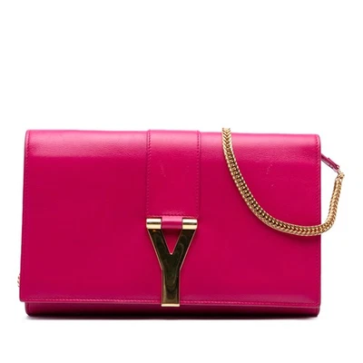 Cartera Autenticada Saint Laurent Cuero Chyc Ligne con Cadena Rosa Foto 1 de 4