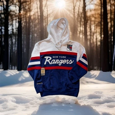 NHL Mitchell & Ness New York Rangers Pullover Hoodie Size M NWT $110 Retail  - Image 1 of 4