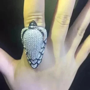 3Ct Round Cut Lab Created Diamond Eagle Face Cluster Ring 14K White Gold Plated - Picture 1 of 6