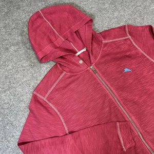 Tommy Bahama Hoodie Mens XL Red Full Zip Lightweight Tencel Blend Casual Jacket - Picture 1 of 8