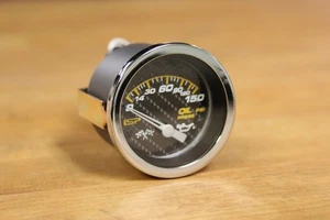 VW TYPE 123 BUG BUS GHIA ISP CARBON FIBER RACE 150 PSI OIL PRESSURE GAUGE 2-1/16 - Picture 1 of 2