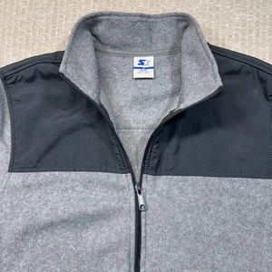 Vintage Starter Fleece Jacket Mens Medium Full Zip Long Sleeve Gray - Picture 1 of 8
