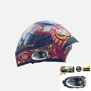 Full Face Motorcycle Helmet Bluetooth Intercom Headset With Camera Recorder - Bild 1 von 23