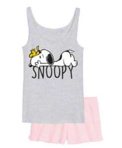 SNOOPY DAMEN SCHLAFANZUG PYJAMA SHORTY TANKTOP ROSA GRAU Gr. S - XL - Bild 1 von 1