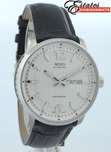 Mido Great Wall Automatic Silver Dial Black Leather Men's Watch M0196311603700 - Picture 1 of 13