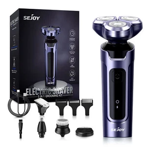 SEJOY 5 in 1 Men Electric Razor Cordless Dry Wet Shavers Nose Hair Beard Trimmer - Picture 1 of 14