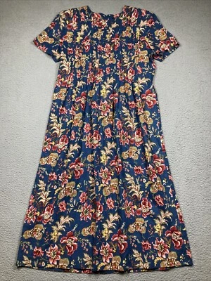 Positive Attitude Dress Women's 14 Petite Blue Floral Linen Prairie Cottage Core - Image 1 of 4