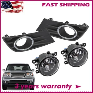 Fog Light W/Cover+Chrome Trim For Honda Pilot 2012-2013-2014-2015 - Picture 1 of 10