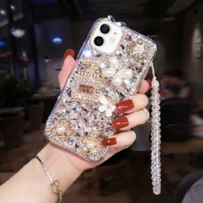 Funda protectora de lujo con diamantes brillantes de cristal para iPhone 16 Pro Max 15 14 13 12 Plus Foto 1 de 4